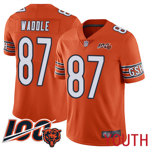 Chicago Bears Limited Orange Youth Tom Waddle Alternate Jersey NFL Football #87 100th Season->youth nfl jersey->Youth Jersey